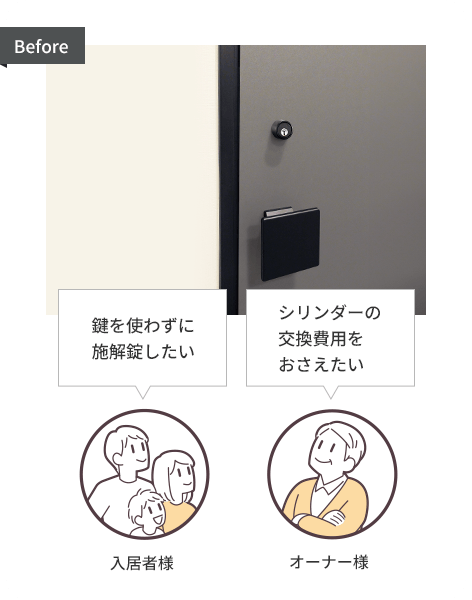 入居者様「鍵を使わずに施解錠したい」 オーナー「シリンダーの交換費用をおさえたい」